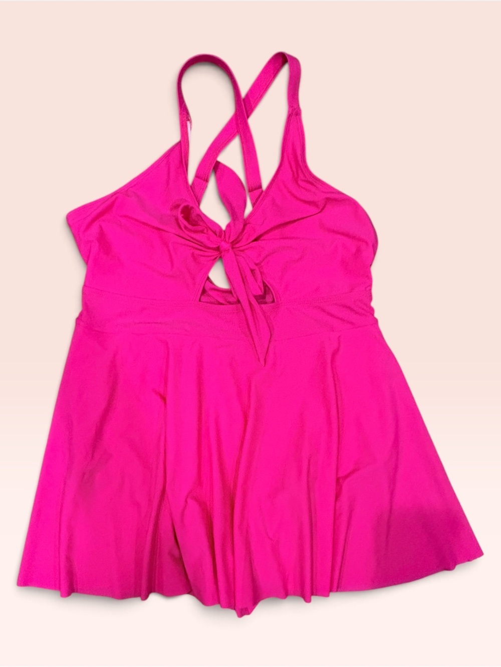 Hot Pink Tie-Front Criss Cross Racerback Swimdress Size 16